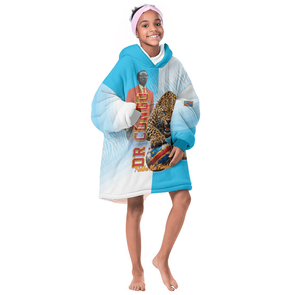 Custom DR Congo Football 2026 Kid Wearable Blanket Hoodie Fimbu Na Fimbu