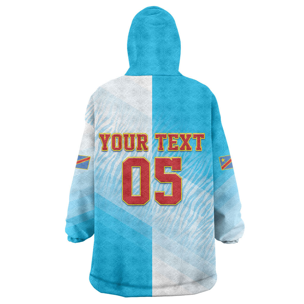 Custom DR Congo Football 2026 Kid Wearable Blanket Hoodie Fimbu Na Fimbu