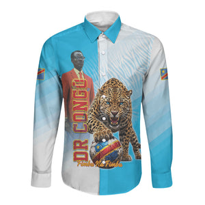 Custom DR Congo Football 2026 Long Sleeve Button Shirt Fimbu Na Fimbu