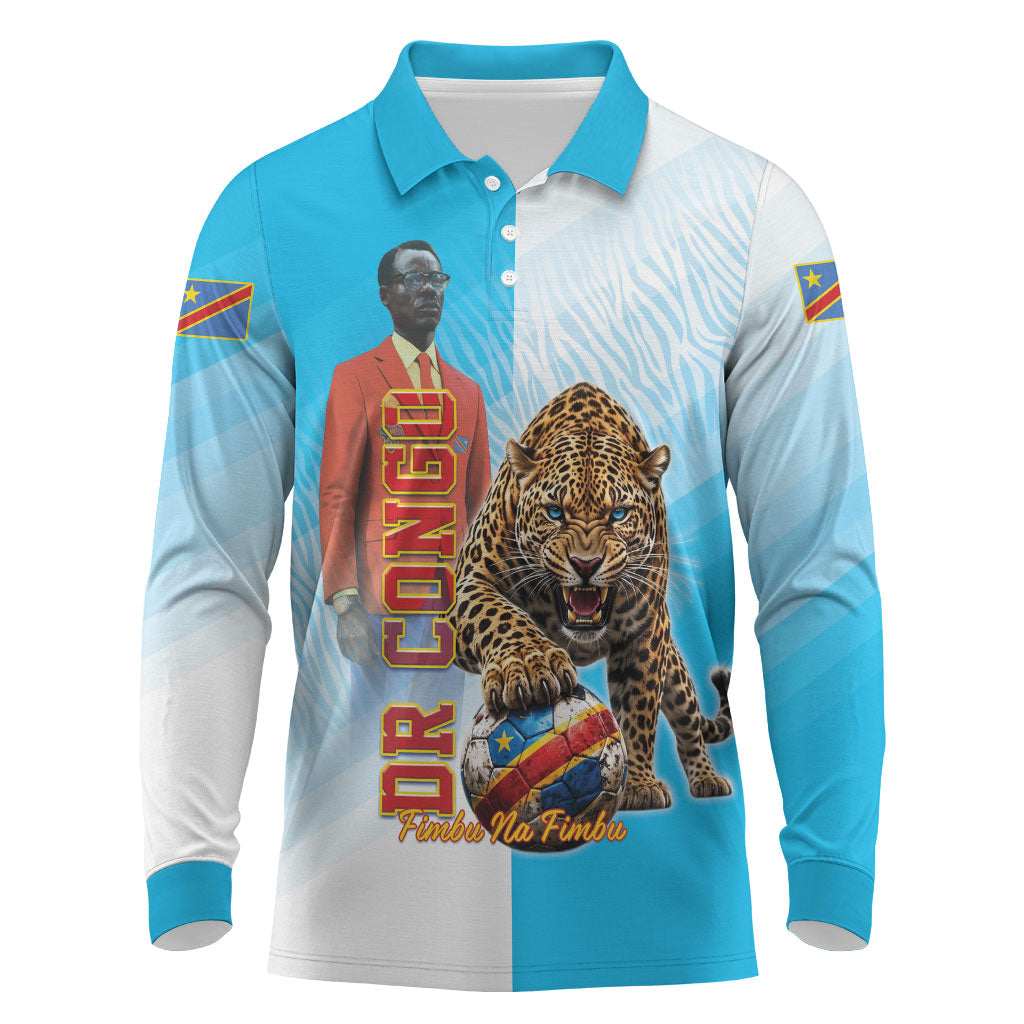 Custom DR Congo Football 2026 Long Sleeve Polo Shirt Fimbu Na Fimbu