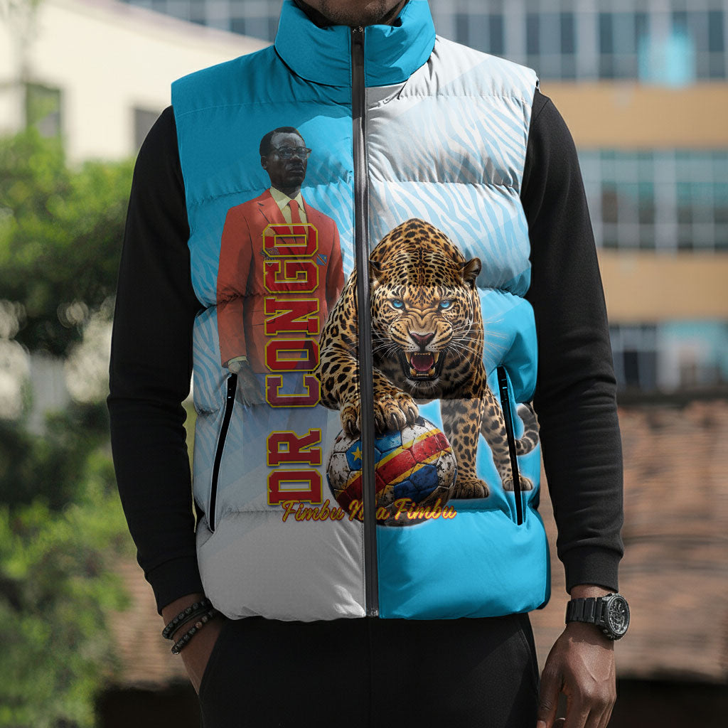 Custom DR Congo Football 2026 Sleeveless Puffer Jacket Fimbu Na Fimbu