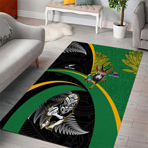 New Zealand And South Africa Rugby Area Rug 2023 Springboks Combine All Black Silver Fern