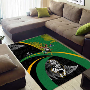 New Zealand And South Africa Rugby Area Rug 2023 Springboks Combine All Black Silver Fern