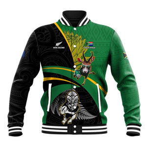 Custom New Zealand And South Africa Rugby Baseball Jacket 2023 Springboks Combine All Black Silver Fern LT05