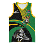 Custom New Zealand And South Africa Rugby Basketball Jersey 2023 Springboks Combine All Black Silver Fern LT05