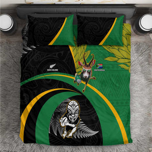 New Zealand And South Africa Rugby Bedding Set 2023 Springboks Combine All Black Silver Fern