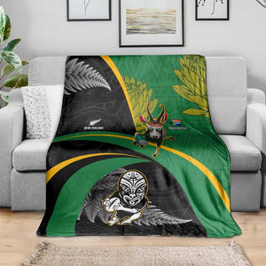 New Zealand And South Africa Rugby Blanket 2023 Springboks Combine All Black Silver Fern