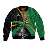 Custom New Zealand And South Africa Rugby Bomber Jacket 2023 Springboks Combine All Black Silver Fern