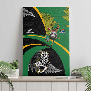 New Zealand And South Africa Rugby Canvas Wall Art 2023 Springboks Combine All Black Silver Fern