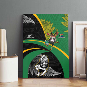 New Zealand And South Africa Rugby Canvas Wall Art 2023 Springboks Combine All Black Silver Fern