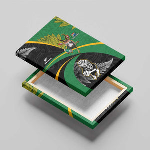 New Zealand And South Africa Rugby Canvas Wall Art 2023 Springboks Combine All Black Silver Fern