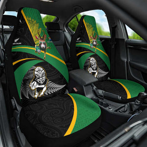 New Zealand And South Africa Rugby Car Seat Cover 2023 Springboks Combine All Black Silver Fern