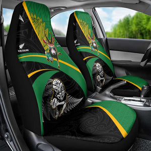 New Zealand And South Africa Rugby Car Seat Cover 2023 Springboks Combine All Black Silver Fern