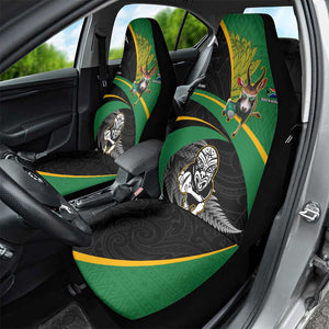 New Zealand And South Africa Rugby Car Seat Cover 2023 Springboks Combine All Black Silver Fern