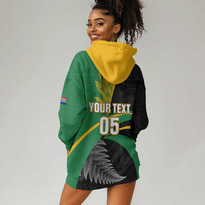 Custom New Zealand And South Africa Rugby Hoodie Dress 2023 Springboks Combine All Black Silver Fern