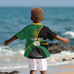 Custom New Zealand And South Africa Rugby Kid Hawaiian Shirt 2023 Springboks Combine All Black Silver Fern