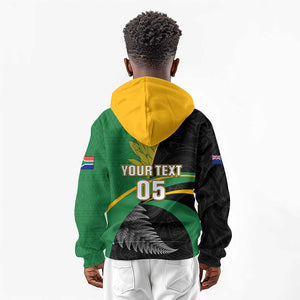 Custom New Zealand And South Africa Rugby Kid Hoodie 2023 Springboks Combine All Black Silver Fern