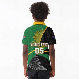 Custom New Zealand And South Africa Rugby Kid Polo Shirt 2023 Springboks Combine All Black Silver Fern