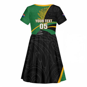 Custom New Zealand And South Africa Rugby Kid Short Sleeve Dress 2023 Springboks Combine All Black Silver Fern