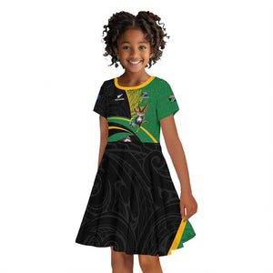 Custom New Zealand And South Africa Rugby Kid Short Sleeve Dress 2023 Springboks Combine All Black Silver Fern