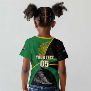 Custom New Zealand And South Africa Rugby Kid T shirt 2023 Springboks Combine All Black Silver Fern