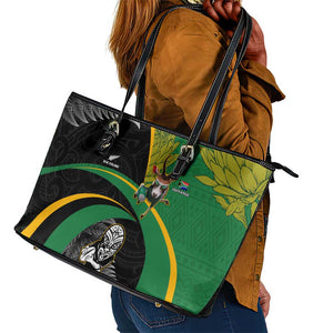 New Zealand And South Africa Rugby Leather Tote Bag 2023 Springboks Combine All Black Silver Fern