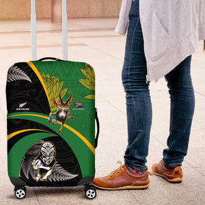 New Zealand And South Africa Rugby Luggage Cover 2023 Springboks Combine All Black Silver Fern