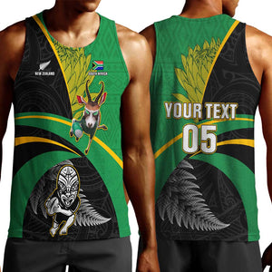 Custom New Zealand And South Africa Rugby Men Tank Top 2023 Springboks Combine All Black Silver Fern