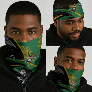 New Zealand And South Africa Rugby Neck Gaiter 2023 Springboks Combine All Black Silver Fern LT05
