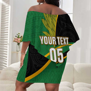 Custom New Zealand And South Africa Rugby Off Shoulder Short Dress 2023 Springboks Combine All Black Silver Fern LT05