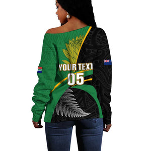 Custom New Zealand And South Africa Rugby Off Shoulder Sweater 2023 Springboks Combine All Black Silver Fern