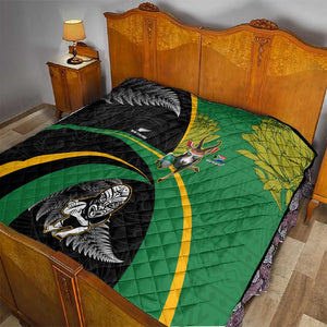 New Zealand And South Africa Rugby Quilt 2023 Springboks Combine All Black Silver Fern