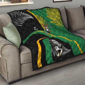 New Zealand And South Africa Rugby Quilt 2023 Springboks Combine All Black Silver Fern