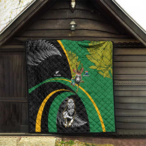 New Zealand And South Africa Rugby Quilt 2023 Springboks Combine All Black Silver Fern