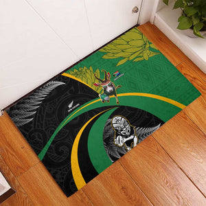 New Zealand And South Africa Rugby Rubber Doormat 2023 Springboks Combine All Black Silver Fern