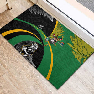 New Zealand And South Africa Rugby Rubber Doormat 2023 Springboks Combine All Black Silver Fern