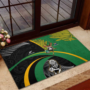 New Zealand And South Africa Rugby Rubber Doormat 2023 Springboks Combine All Black Silver Fern