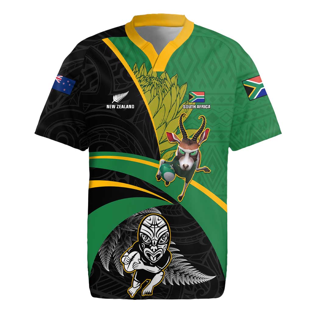 Custom New Zealand And South Africa Rugby Rugby Jersey 2023 Springboks Combine All Black Silver Fern