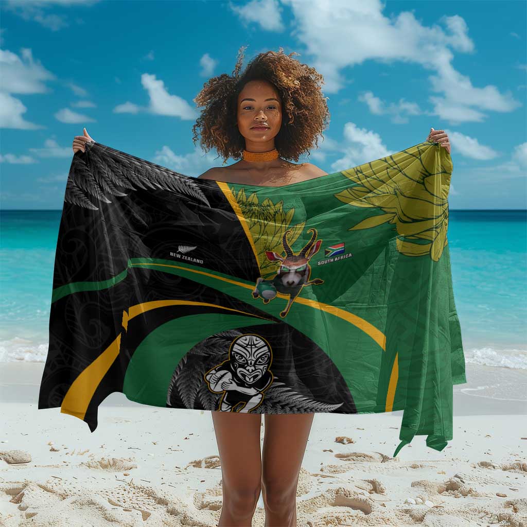 New Zealand And South Africa Rugby Sarong 2023 Springboks Combine All Black Silver Fern