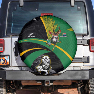 New Zealand And South Africa Rugby Spare Tire Cover 2023 Springboks Combine All Black Silver Fern