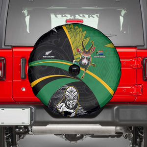 New Zealand And South Africa Rugby Spare Tire Cover 2023 Springboks Combine All Black Silver Fern