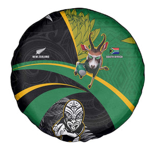 New Zealand And South Africa Rugby Spare Tire Cover 2023 Springboks Combine All Black Silver Fern