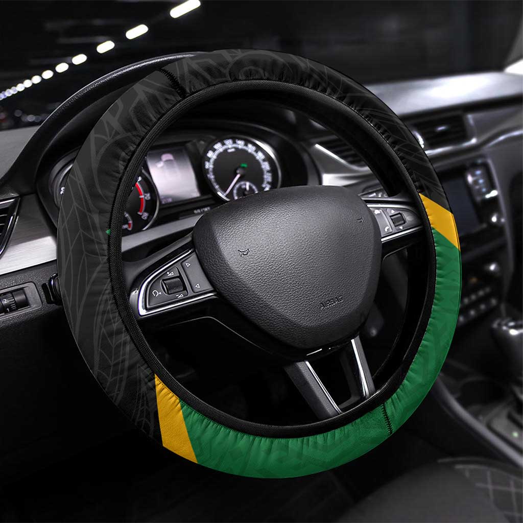 New Zealand And South Africa Rugby Steering Wheel Cover 2023 Springboks Combine All Black Silver Fern