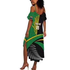 Custom New Zealand And South Africa Rugby Summer Maxi Dress 2023 Springboks Combine All Black Silver Fern