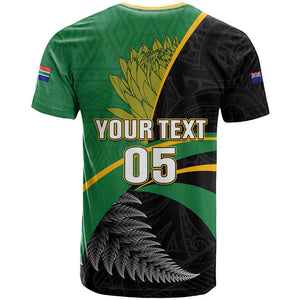 Custom New Zealand And South Africa Rugby T shirt 2023 Springboks Combine All Black Silver Fern