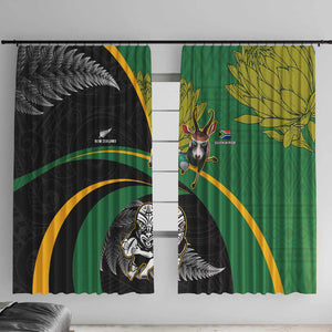 New Zealand And South Africa Rugby Window Curtain 2023 Springboks Combine All Black Silver Fern