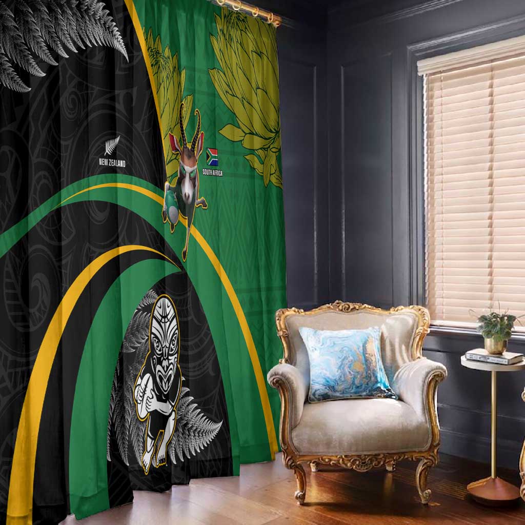New Zealand And South Africa Rugby Window Curtain 2023 Springboks Combine All Black Silver Fern