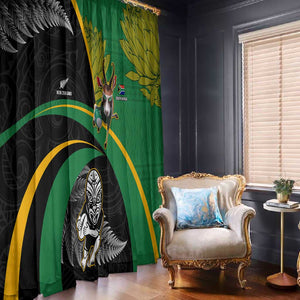 New Zealand And South Africa Rugby Window Curtain 2023 Springboks Combine All Black Silver Fern