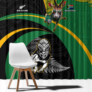 New Zealand And South Africa Rugby Window Curtain 2023 Springboks Combine All Black Silver Fern