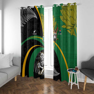 New Zealand And South Africa Rugby Window Curtain 2023 Springboks Combine All Black Silver Fern